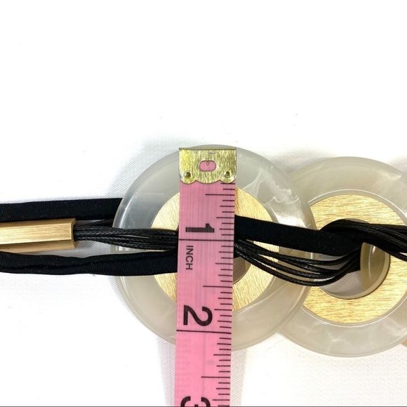 Large statement necklace discs ivory, gold & black - Picture 6 of 13